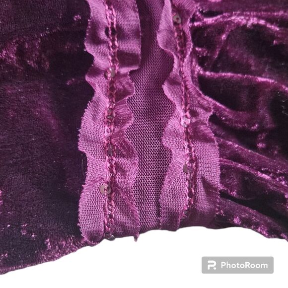 STARCITY BURGUNDY VELVET SKIRT - 7 - Picture 4 of 8